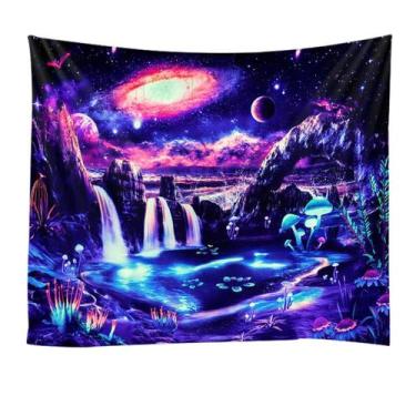 Imagem de Tapeçaria Cachoeira Psicodélica Cogumelo Cósmico Colorido 200x150cm - 