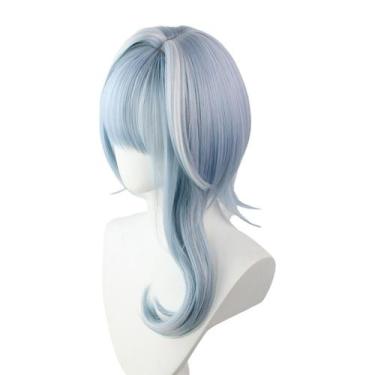 Imagem de Peruca de cosplay Genshins Impacts Eulass, fantasia de anime de 45 cm 