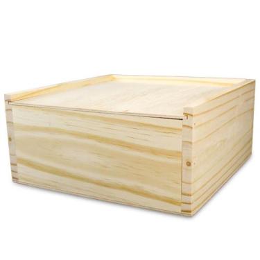 Imagem de Caixote Com Tampa de Correr de Madeira Pinus Tamanho M: 15 x 23 x 23 c