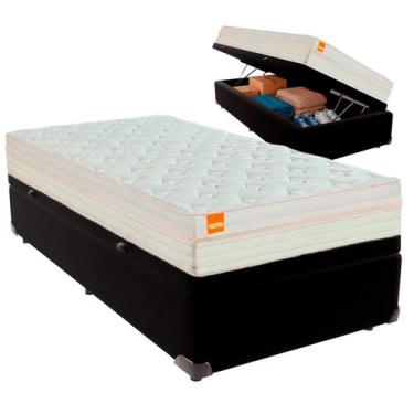 Imagem de Cama Box Baú Solteirão e Colchão Tucson Molas Ensacadas Inducol Preto