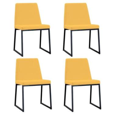 Imagem de Kit 4 Cadeiras para Sala de Jantar Escritório Estofada Base em Aço Yan