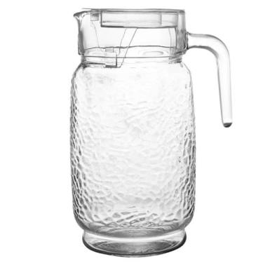 Imagem de Jarra De Vidro Martelado Com Tampa Transparente 2L Água Suco Refrigera