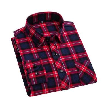 Imagem de Camisa Masculina plus Size 7XL 8XL De Algodão Xadrez Manga Longa Casua