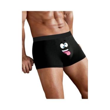 Imagem de Cuecas Boxer Masculinas De Tamanho Grande Com Estampa De Rosto Engraça