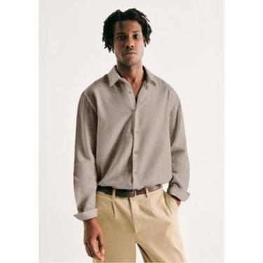 Imagem de Camisa Masculina Manga Longa Slim Com Linho-Masculino