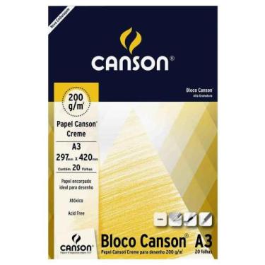 Imagem de Bloco Papel Desenho A3 Canson 200g 20 Folhas Creme