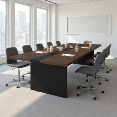 Imagem de Mesa de Reunião Premium Escritório 3,60m 8 Lugares - CasaH, Freijó