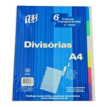 Imagem de Divisória para Fichário A4 Yes 06 Divisões C/Visor Colorida 6-INTBA