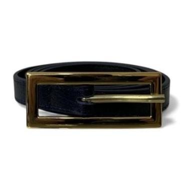 Imagem de Cinto Feminino em Couro Fivela Comprida Dourada 034 Azul-marinho G-Feminino