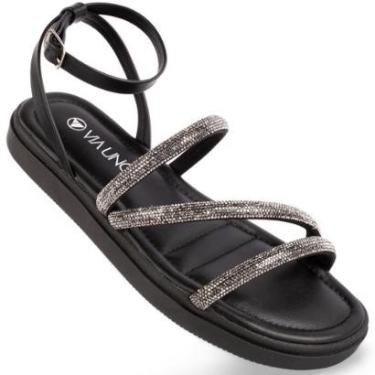 Imagem de Sandália Via Uno Flatform Strass Brilhante Original 885002-Feminino