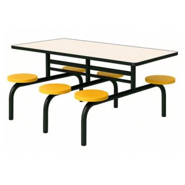 Imagem de Mesa para Refeitório FIXA 6 Lugares MDP Branco de 25 mm - Assento AMAR