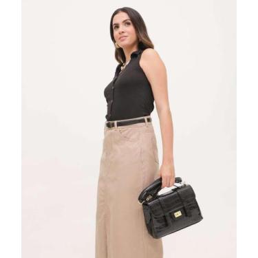 Imagem de Bolsa Transversal Feminina Croco Verniz Marisa-81353, UN, Preto