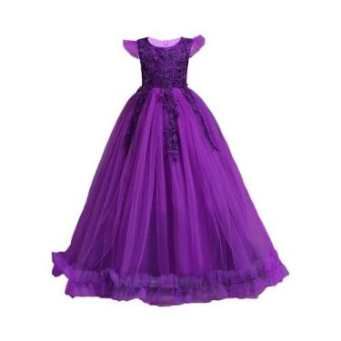 Imagem de Vestidos Formais Longos Sem Mangas Com Renda Floral Para Meninas, Fant