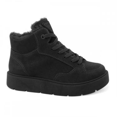 Imagem de Bota Quiz 68229614 Forrada Lã Pelinho Camurça Feminino, Preto, 36