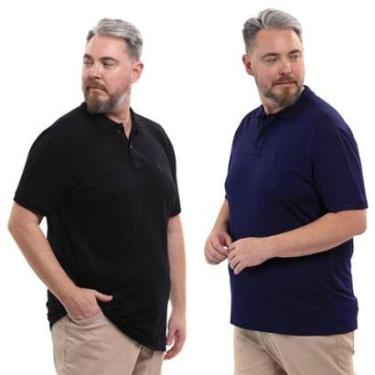 Imagem de Kit 2 Camisa Polo Masculina Plus Size Piquet Viscose Dry-Masculino
