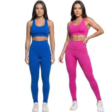 Imagem de KIT 2 Calça Legging Cós Alto Lisa Bella Fiore Roupa Academia Treino Fi