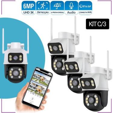 Imagem de Kit 3 Cameras de Vigilancia Segurança Comercial Residencial Wifi Exter