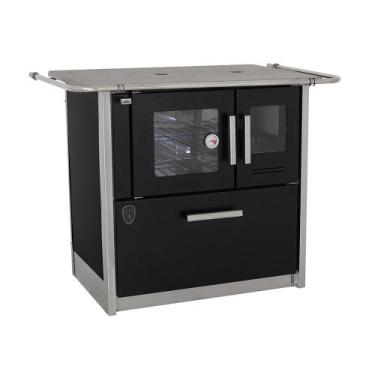 Imagem de Fogão a lenha eclipse esquerdo preto chapa ferro fundido n2 - Fornos P