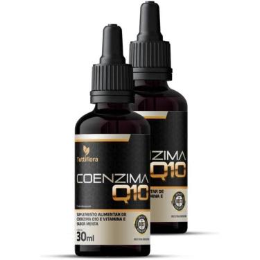 Imagem de 2x Coenzima Q10 100mg Por Porção (Ubiquinona) com Vitamina E Gotas Sabor Menta 30ml Tut...