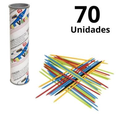 Imagem de Kit 70 Pega Vareta Jogo Brinquedo Educativo TUBO 21 Palitos - MinutoBa