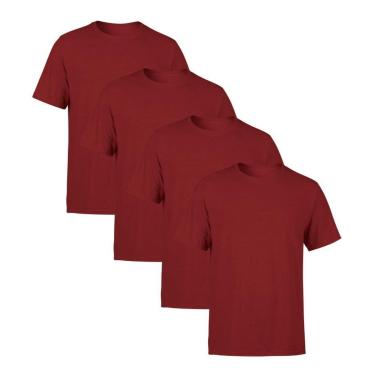 Imagem de Kit 4 Camisetas Masculina Lisa Premium 100% Algodão-Masculino