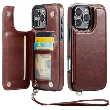 Imagem de Capa Carteira Wefor para iPhone 16 Pro Max em Couro PU com Bloqueio RF