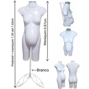 Imagem de Manequim feminino (meio corpo gravida N.38) branco com tampa prata + p