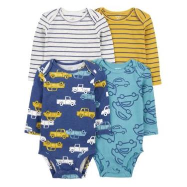 Imagem de Kit 4 Body Carters - Manga Longa - Carrinhos,  Recem Nascido