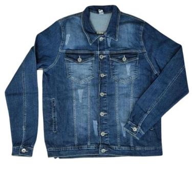 Imagem de Jaqueta Jeans Masculina Algodão Plus Size GG Ao XGG Elastano Shyros, G