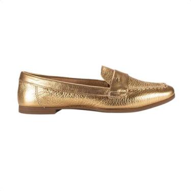 Imagem de Sapato Feminino Mocassim Em Couro Dakota Dourado, Ouro, 34