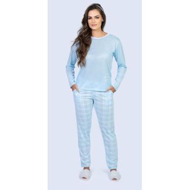 Imagem de Pijama Cia do corpo 5449 Classico Adulto., GG, Xadrez azul