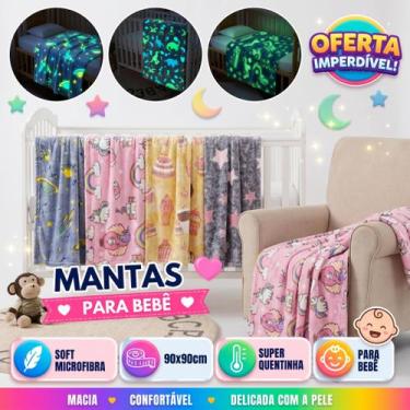 Imagem de Manta Cobertor De Bebê Estampada Brilha No Escuro Infantil Cobertinha 