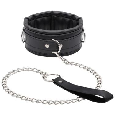Imagem de NEWZEST Colar gargantilha para mulheres, colar preto para meninas, conjunto de coleira de couro e coleira para cosplay, acessórios góticos punk rave, joias góticas, vestidos, colar sexy para mulheres