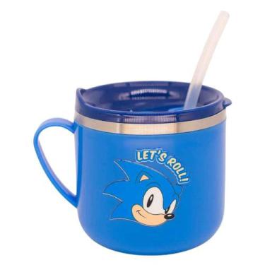 Imagem de Caneca Infantil Tampa Flip Canudo Trava Inox e Plástico 250ml Sonic Mi