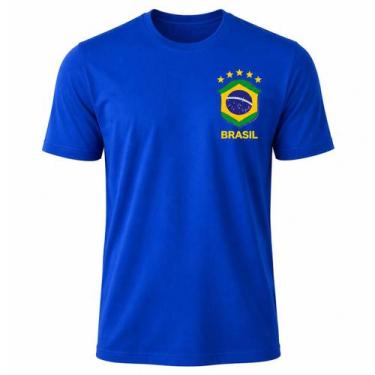 Imagem de Camisa do Brasil Copa do Mundo Malha Fria Bandeira cor:Azul RoyalTaman