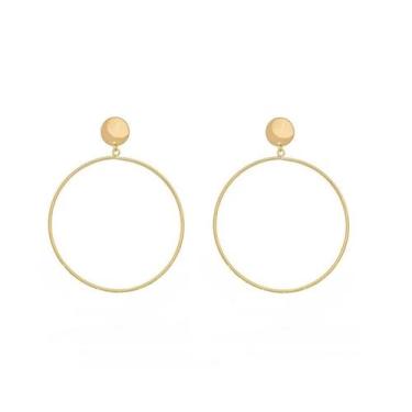 Imagem de Brinco maxi base de esfera lisa banhado a ouro - joia de moda - VIDIÈ