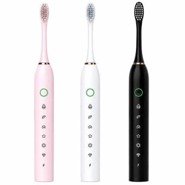 Imagem de Escova Dental Elétrica Recarregável com 4 Cabeças de Reposição e Carre