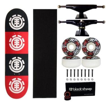 Imagem de Skate Element Profissional Roda Next Rolamento Black Sheep, Vermelho, 