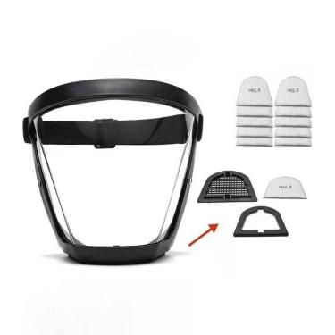 Imagem de Máscara de Proteção Facial Transparente com Filtro PM 2,5 Contra Poeira e Neblina Preto OEM com 10 Filtros