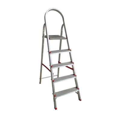 Imagem de Escada Suprema 6 Degraus em Alumínio com Patamar Superior em Polímero e Sapatas Antiderrapantes Dobrável Worker 120KG