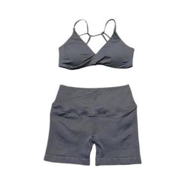 Imagem de Conjunto De Ginástica Feminino De 2 Peças: Top Esportivo Sem Costura C