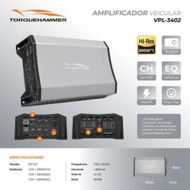 Imagem de Amplificador Veicular Hi Res DSP 4 Canais Som Automotivo Mosfet Plug P