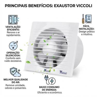 Imagem de Exaustor de ventilação 8" para banheiro cozinha remove odor e fumaça -