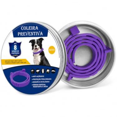 Imagem de Coleira Anti Pulga Leishmaniose Carrapato Mosquito Cão Gato 62cm (Lilás, 62cm)