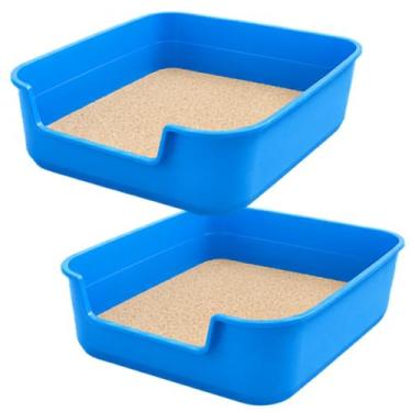 Imagem de Kit 2 Caixa Areia Jumbox Azul Bandeja Higienica Gato Grande - PET IN