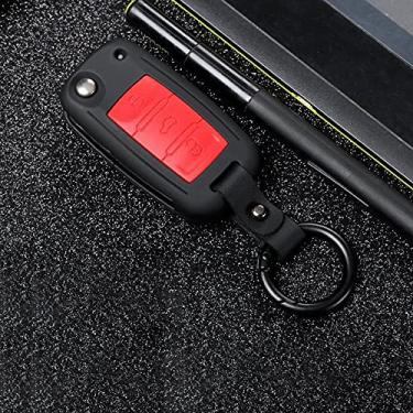 Imagem de WSWJDW Capa de silicone para chave de carro capa de chaveiro com anel de bolsa, adequado para Skoda Octavia A5 A7 Kodiaq Rapid Yeti para Vw Passat B8 Skoda Superb A7 2017 2018 2019, preto