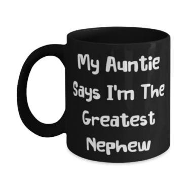 Imagem de Presentes para sobrinho para tio, My Auntie Says I'm The Greatest Nephew, caneca exclusiva de 325 g 443 ml