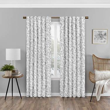 Imagem de ECLIPSE ABZ Nora Botanical Rod Pocket Cortinas para quarto, painel único, 127 cm x 160 cm, Branco