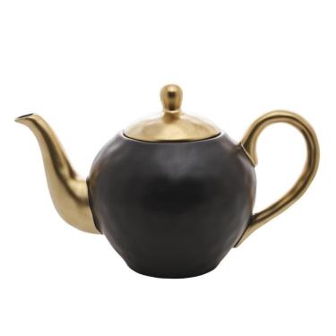 Imagem de Bule Para Chá 1L Porcelana Preto E Dourado Dubai - Wolff