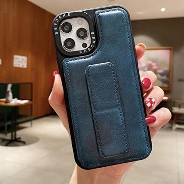 Imagem de Estojo de couro com alça de pulso com slot para cartão de visita para iPhone 7 8 6s 6 Plus SE 2020 X Xs Xr 11 12 13 Pro Max Suporte para carteira, azul marinho, para iPhone 8